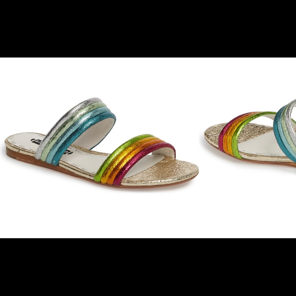 Alice + Olivia Anya Rainbow Flat Sandals sz 7.5